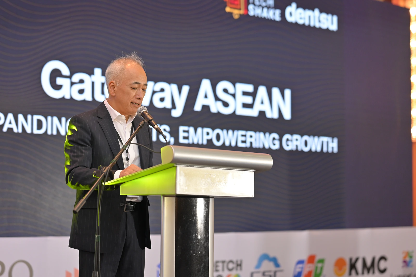 Speaker delivering remarks at the Gateway ASEAN podium