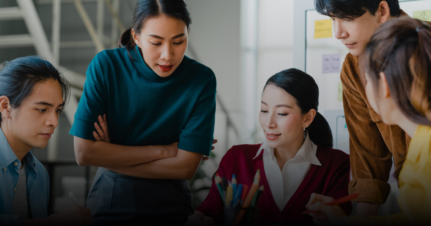 Colleagues collaborating in a meeting